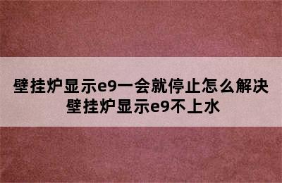 壁挂炉显示e9一会就停止怎么解决 壁挂炉显示e9不上水